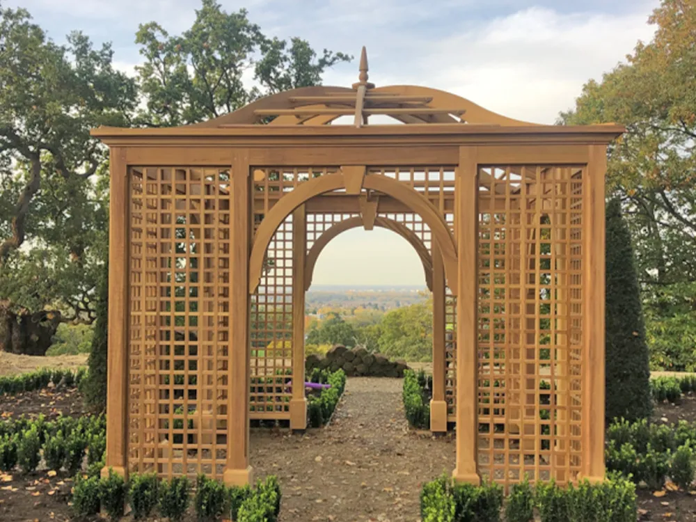 grand arbour with countryside views